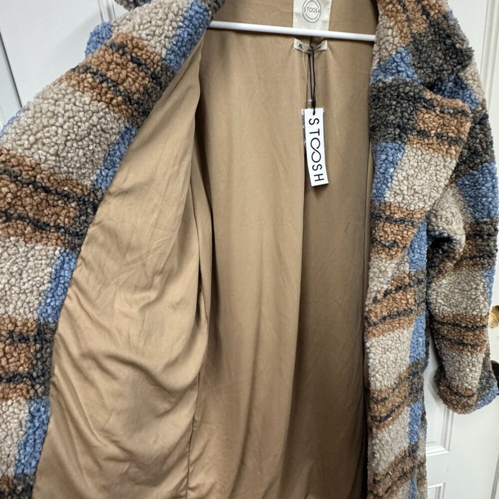 Stoosh Faux Sherpa Long Button Down Jacket - Picture 6 of 9